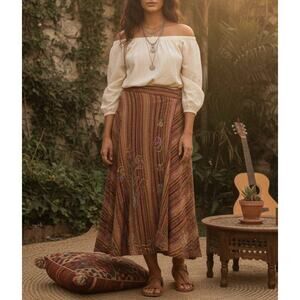 Tie Skirt Cotton Wrap BOHO Rajasthani Hippie Indian Floral Rainbow Embroidered